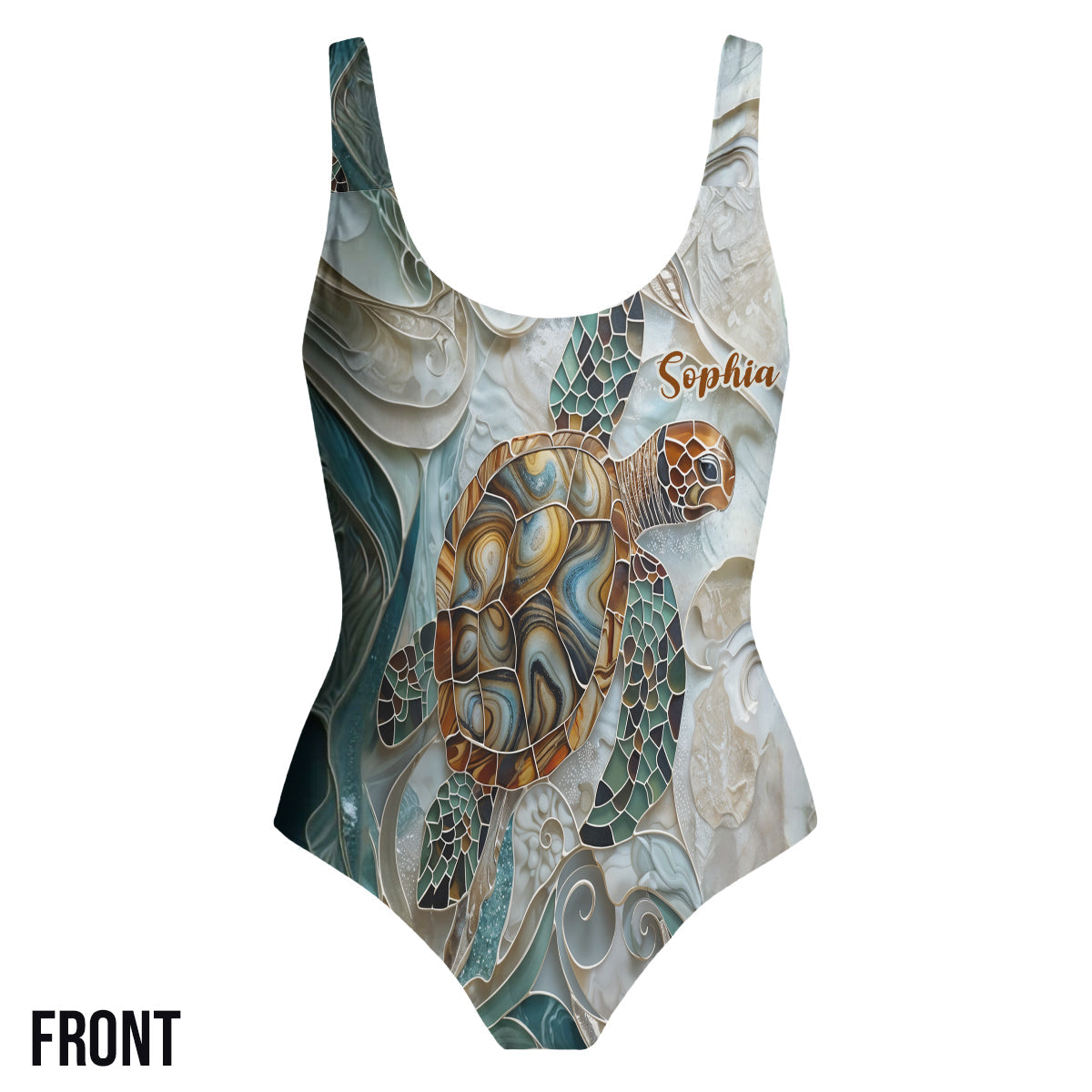 Amoureux des tortues marines - Maillot de bain femme personnalisé avec motif tortue