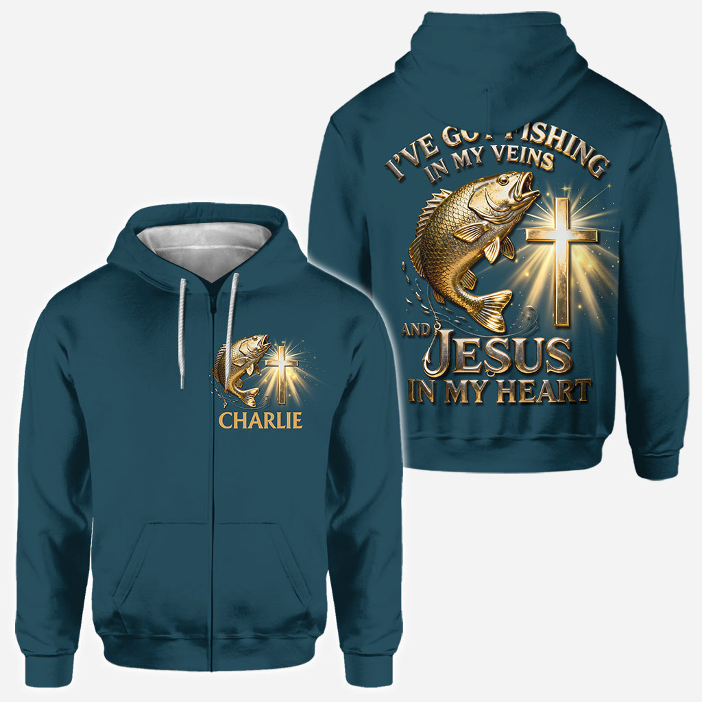 J'ai la pêche dans le sang - T-shirt personnalisé sur le thème de la pêche
