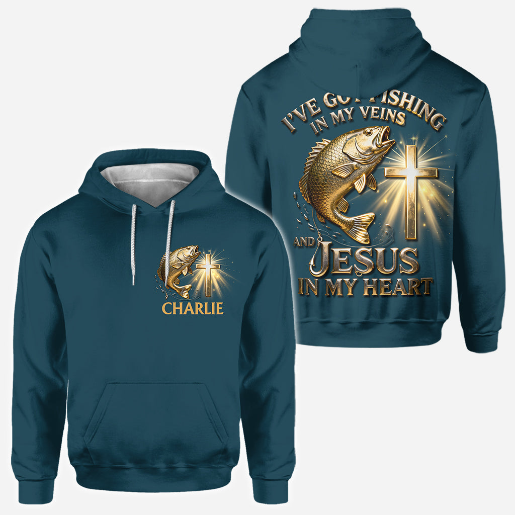J'ai la pêche dans le sang - T-shirt personnalisé sur le thème de la pêche