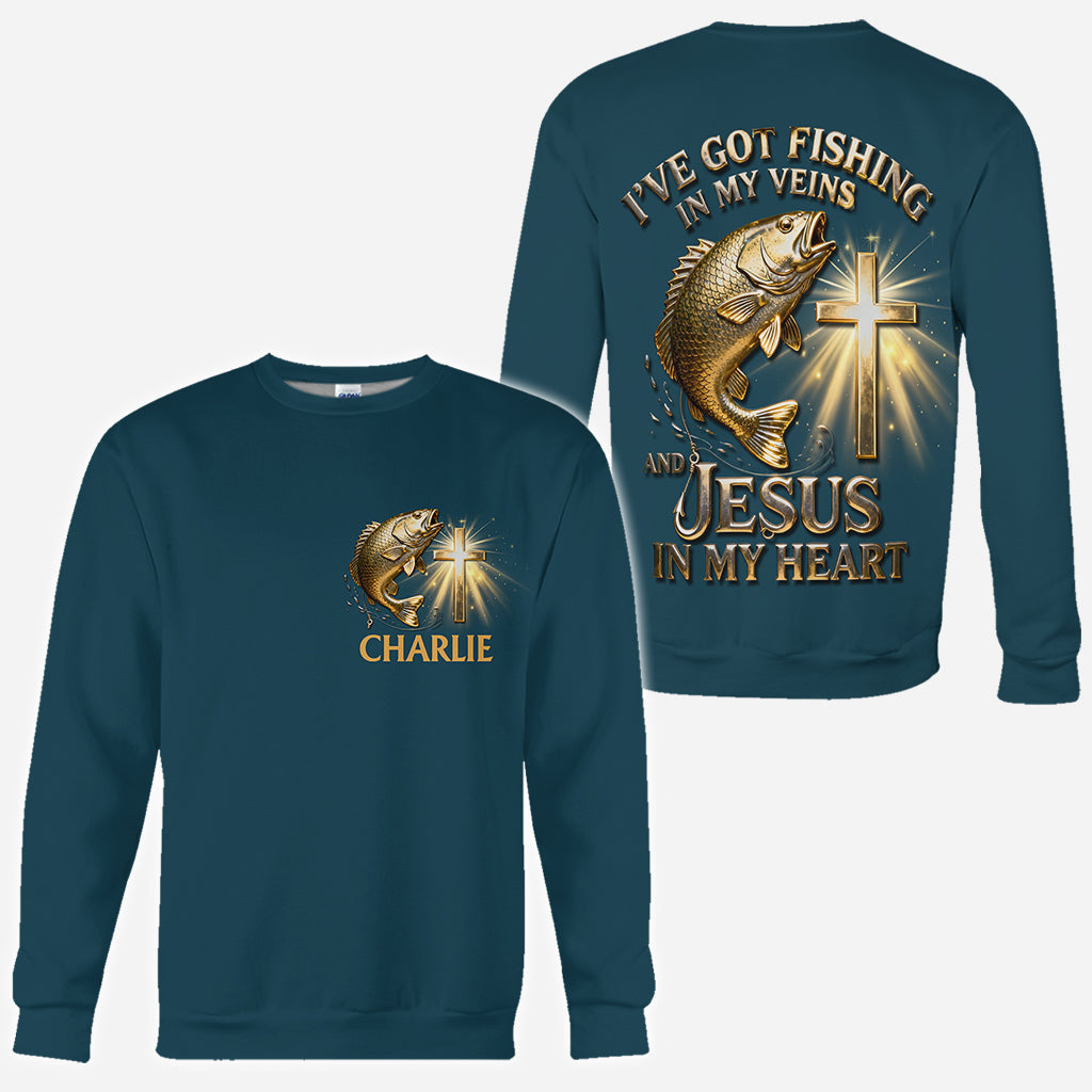 J'ai la pêche dans le sang - T-shirt personnalisé sur le thème de la pêche