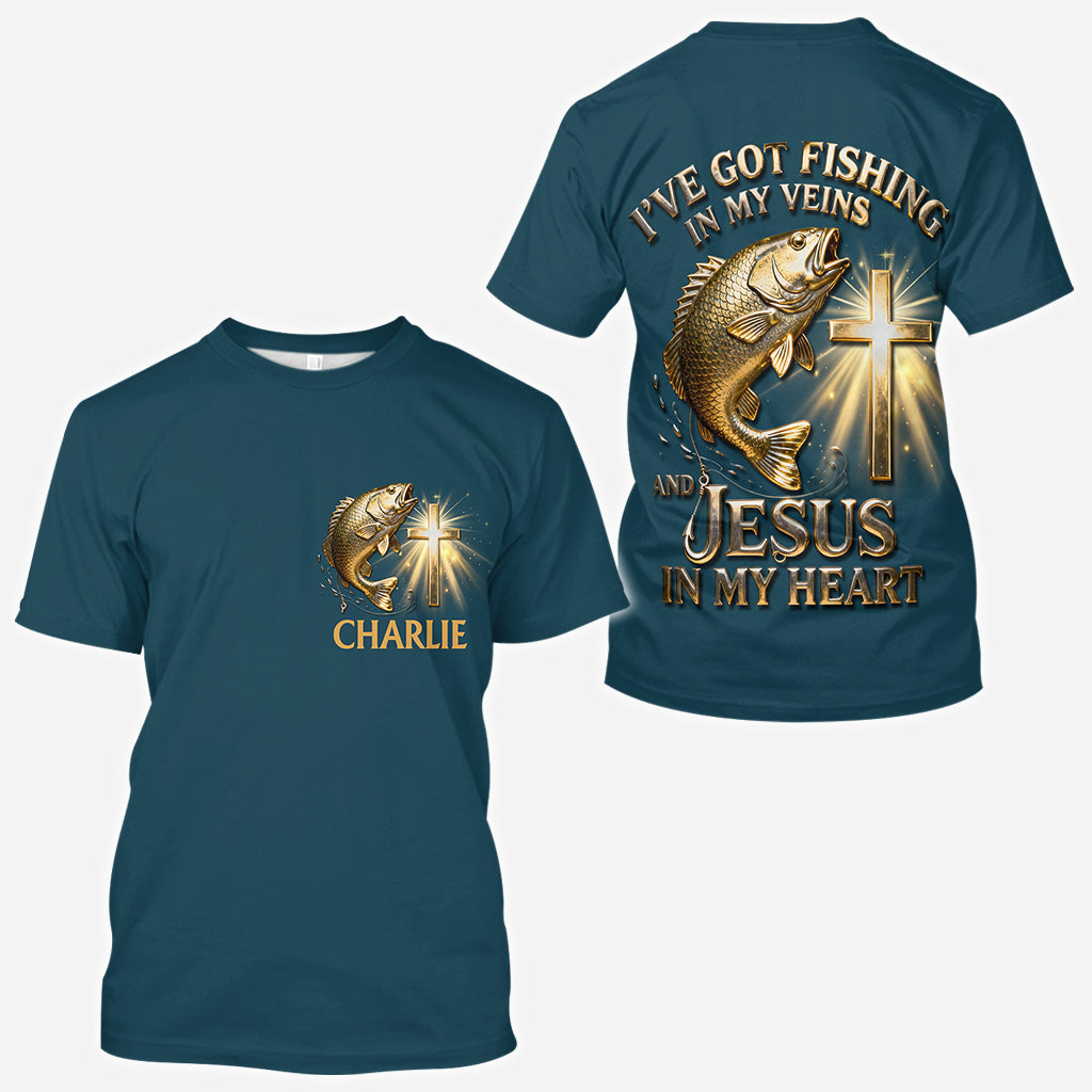 J'ai la pêche dans le sang - T-shirt personnalisé sur le thème de la pêche