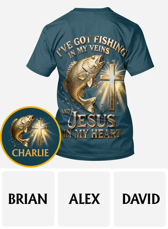 J'ai la pêche dans le sang - T-shirt personnalisé sur le thème de la pêche