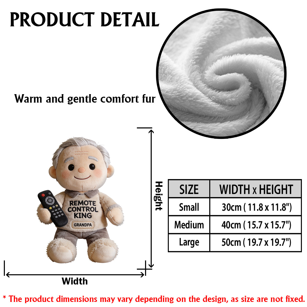 Cadeau Amusant pour Papa - Roi de la Télécommande - Coussin Personnalisé en Fourrure Synthétique
