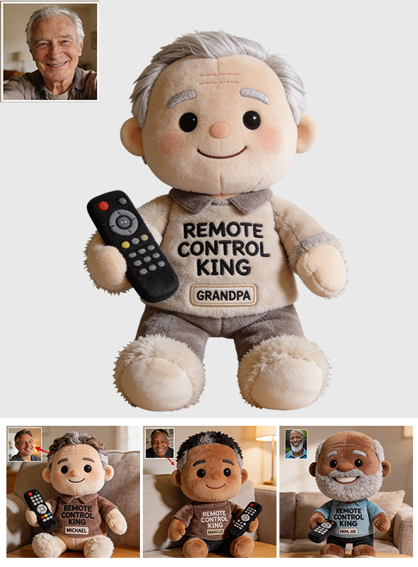 Cadeau Amusant pour Papa - Roi de la Télécommande - Coussin Personnalisé en Fourrure Synthétique