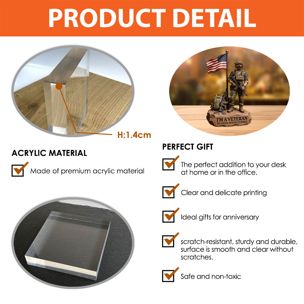 Plaque acrylique personnalisée pour vétéran militaire - Plaque en acrylique sur mesure