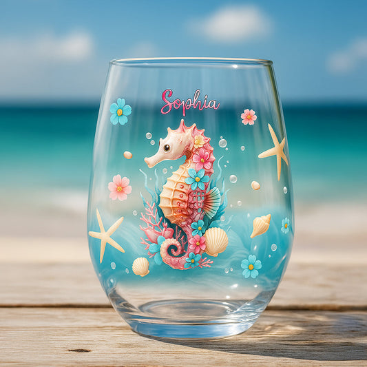 L'appel de la plage - Verre à vin personnalisé « Amoureux de la mer »