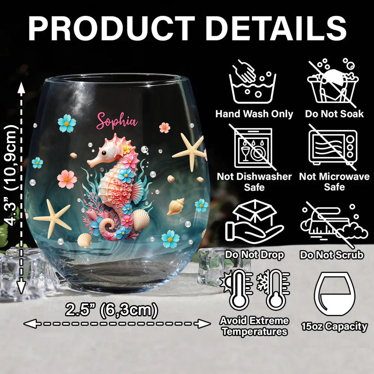 L'appel de la plage - Verre à vin personnalisé « Amoureux de la mer »