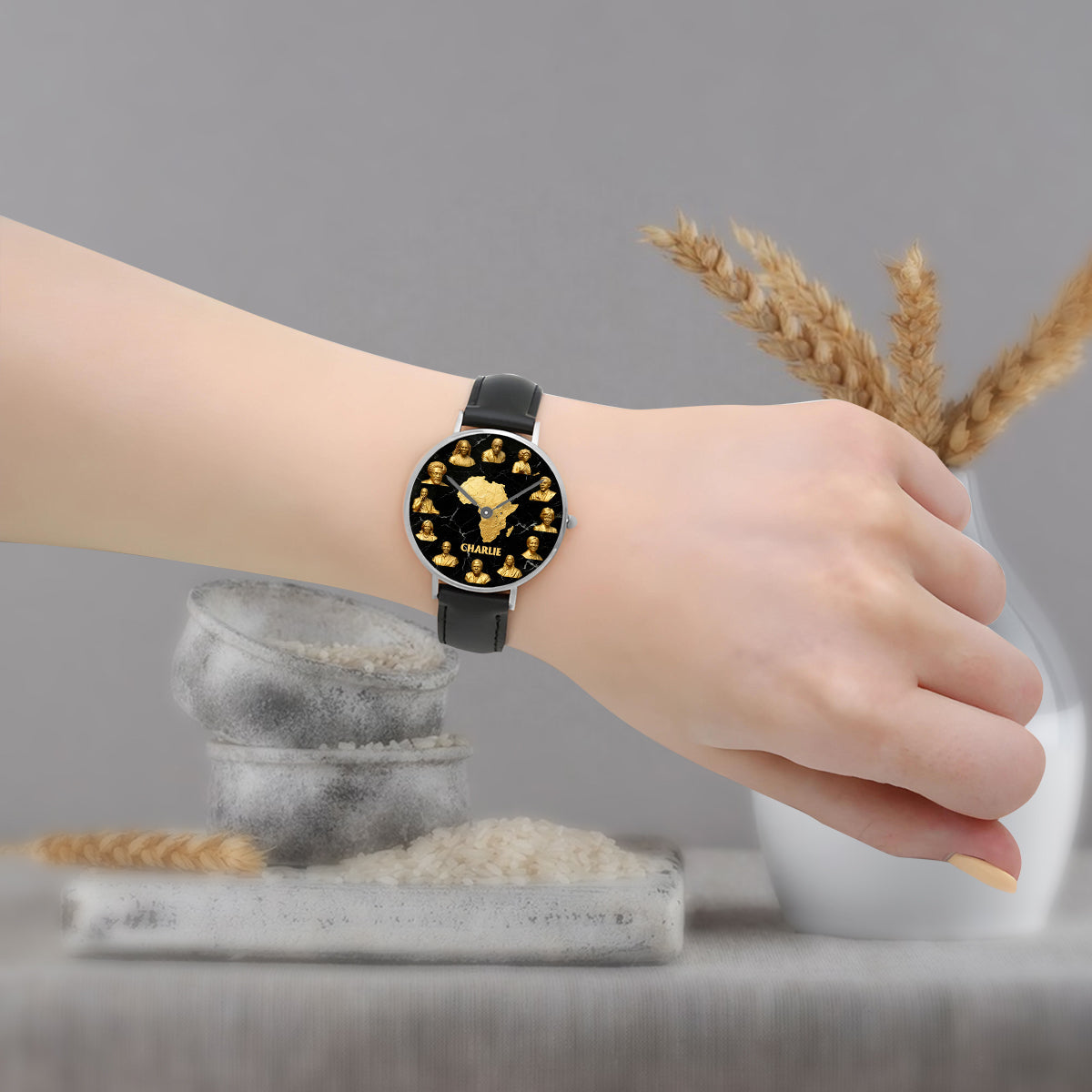 Célébrez le Mois de l'histoire des Noirs - Montre-bracelet afro-américaine personnalisée