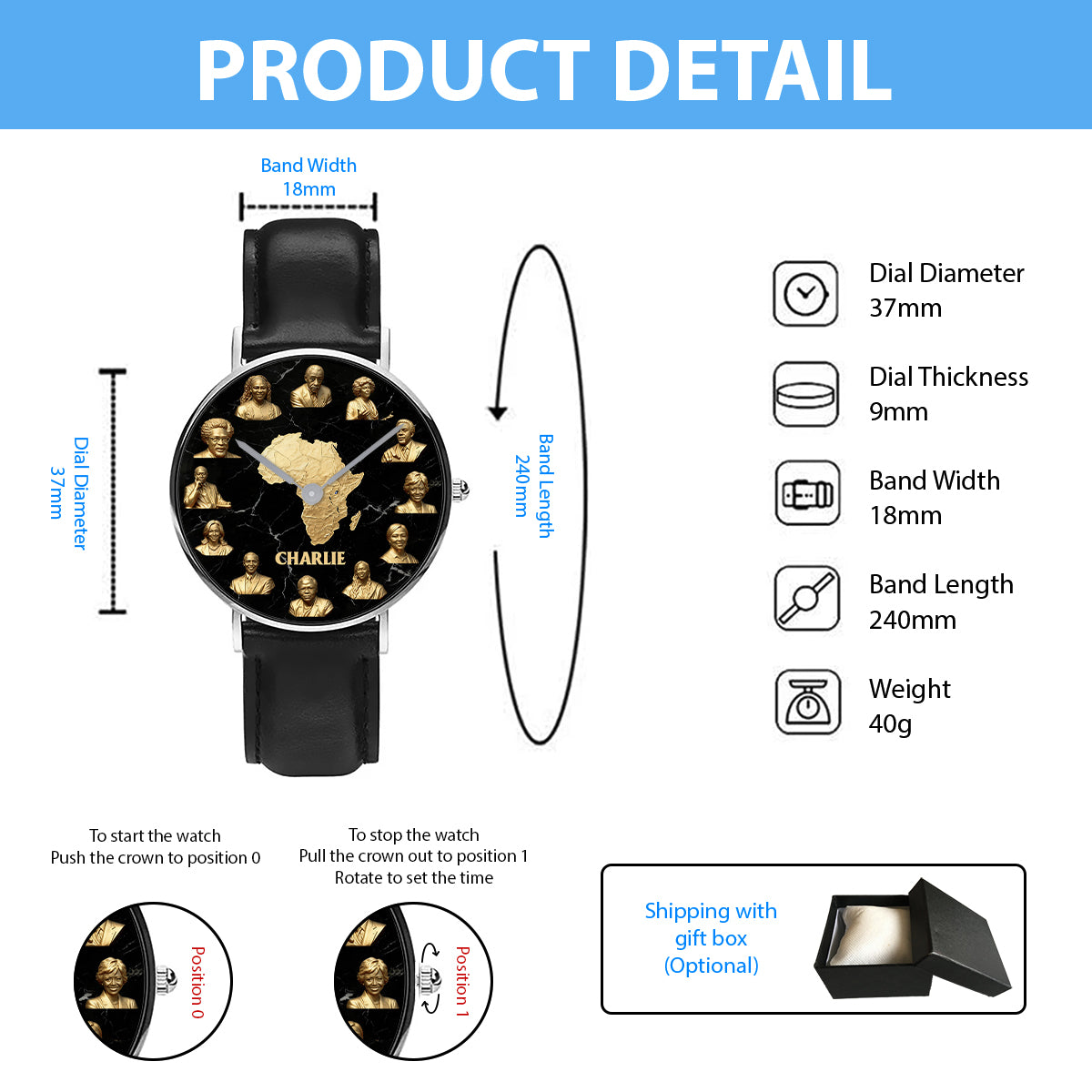 Célébrez le Mois de l'histoire des Noirs - Montre-bracelet afro-américaine personnalisée