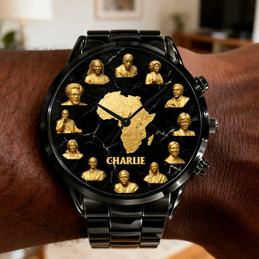Célébrez le Mois de l'histoire des Noirs - Montre-bracelet afro-américaine personnalisée