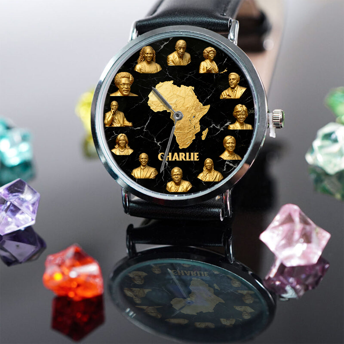 Célébrez le Mois de l'histoire des Noirs - Montre-bracelet afro-américaine personnalisée