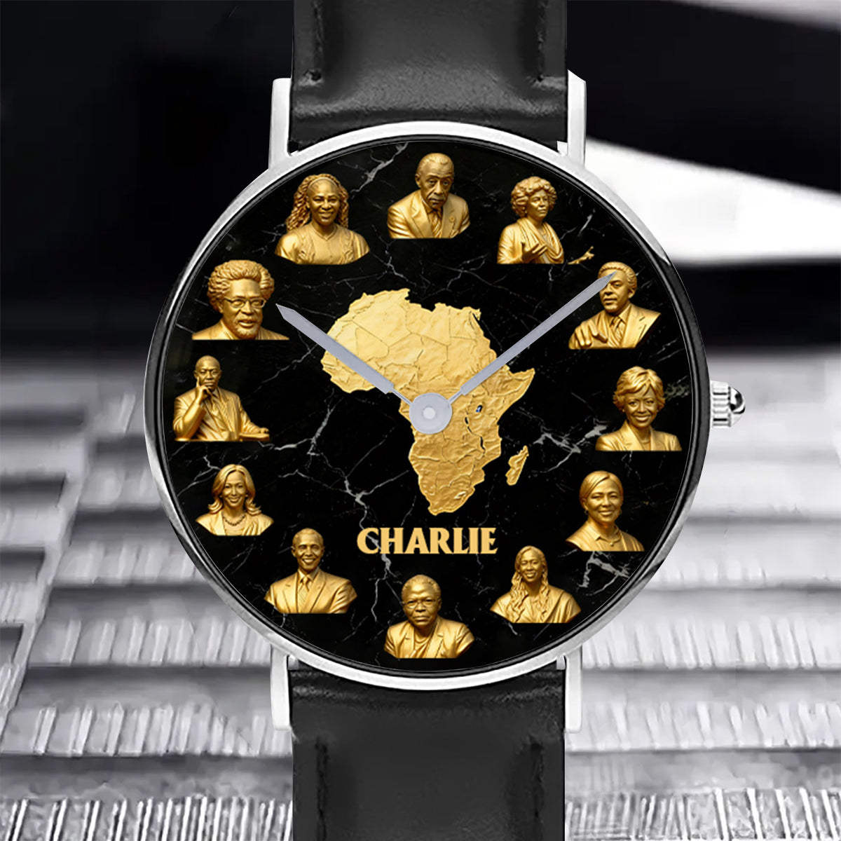 Célébrez le Mois de l'histoire des Noirs - Montre-bracelet afro-américaine personnalisée