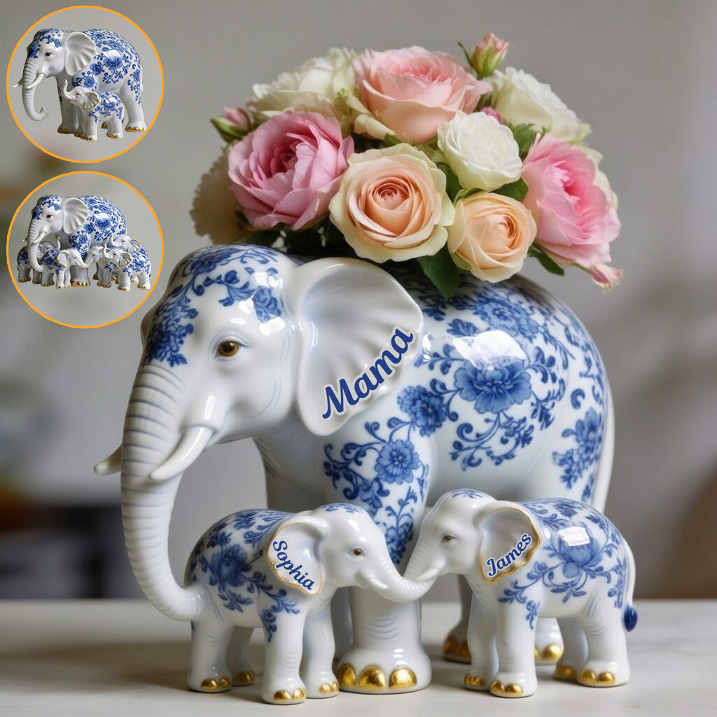Mama Elephant - Pot en acrylique personnalisé pour maman