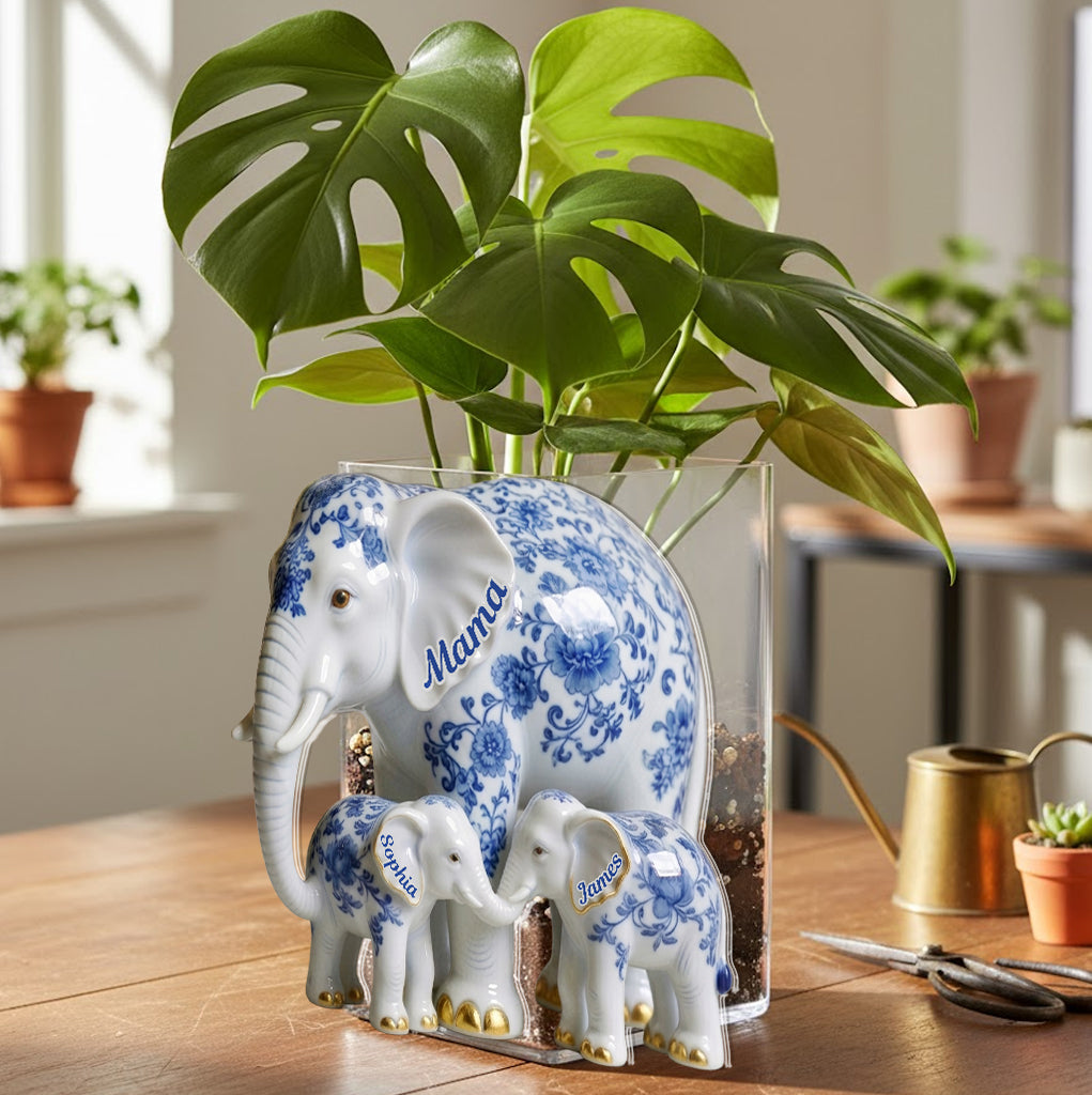 Mama Elephant - Pot en acrylique personnalisé pour maman