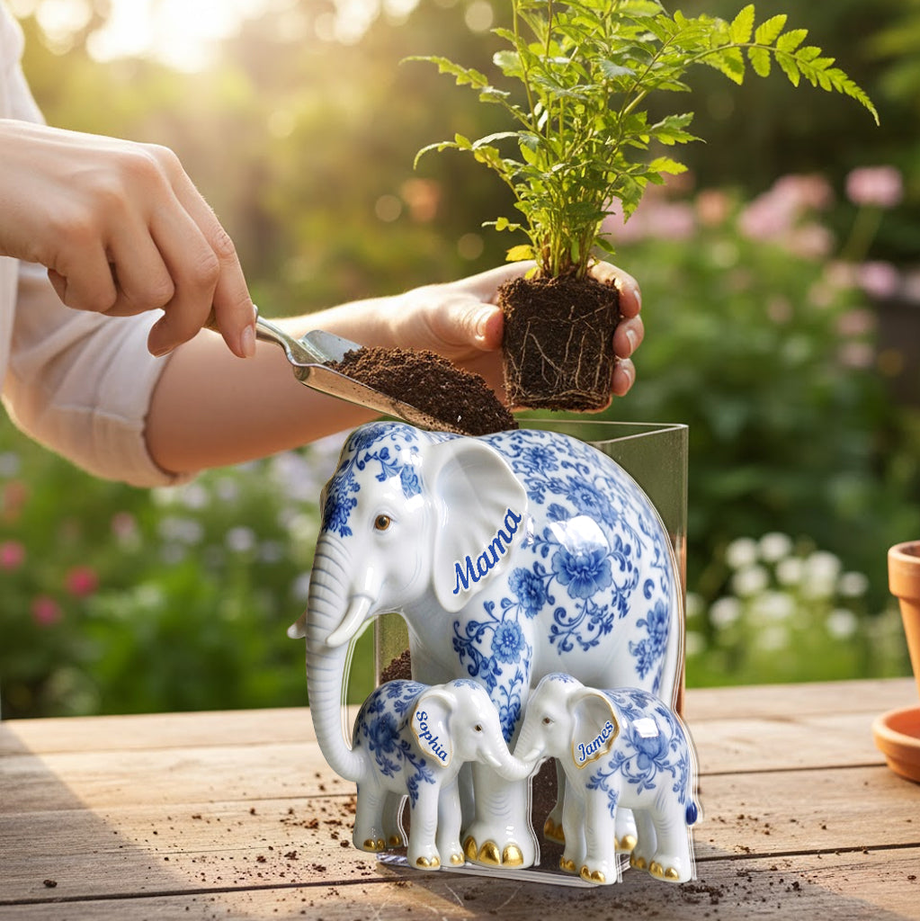 Mama Elephant - Pot en acrylique personnalisé pour maman