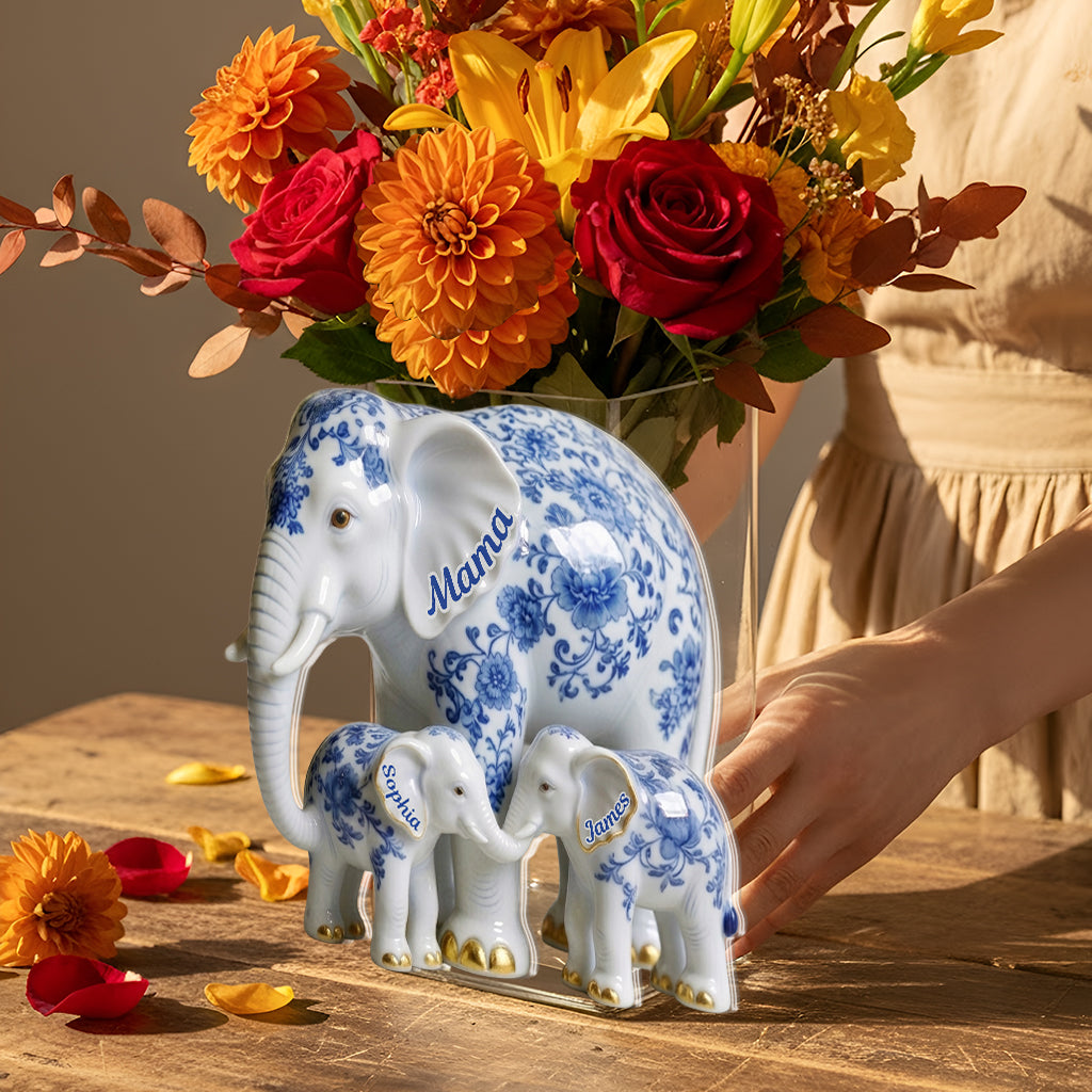 Mama Elephant - Pot en acrylique personnalisé pour maman