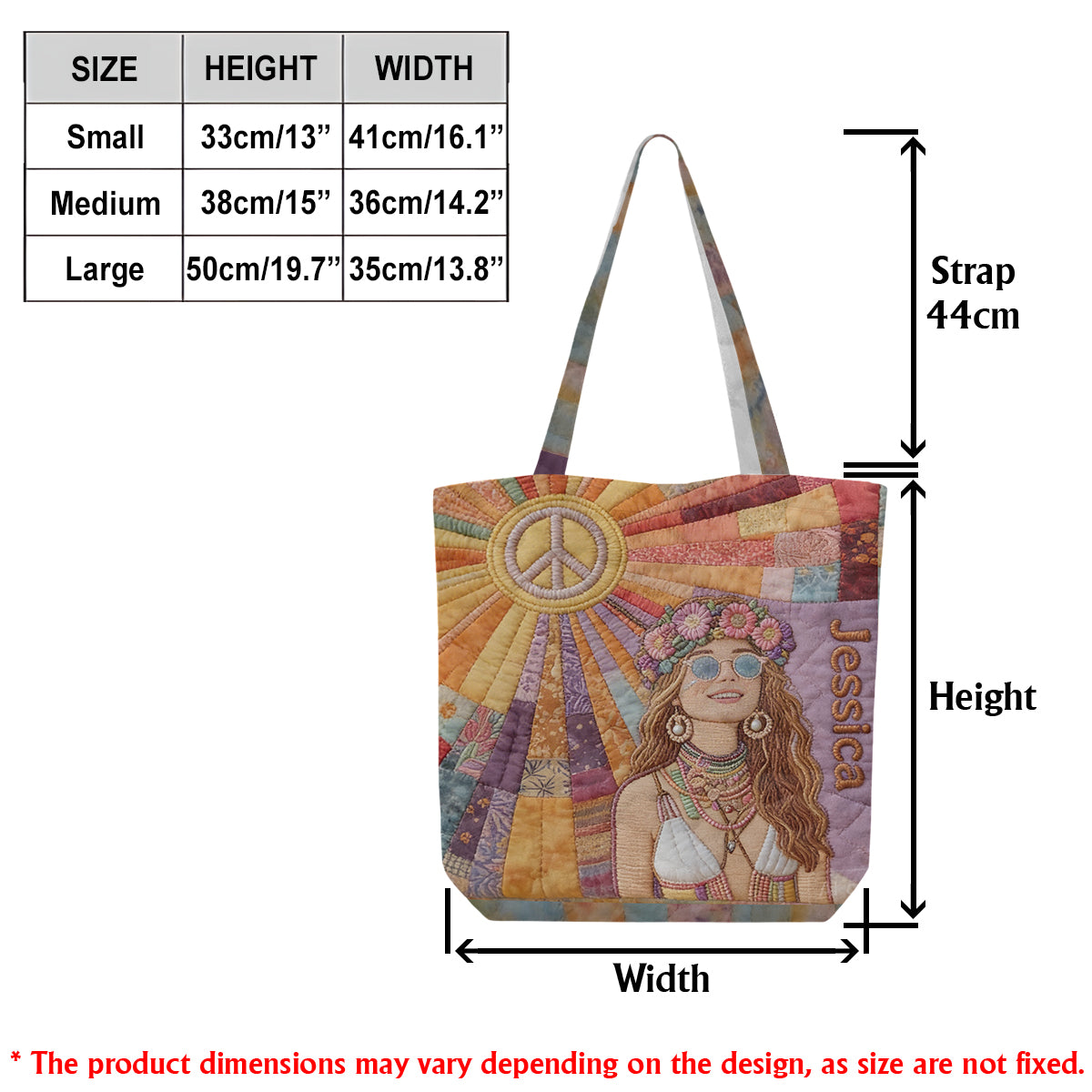 Custom Any Photo Hippie Gift - Personalized Hippie Quilted Tote Bag