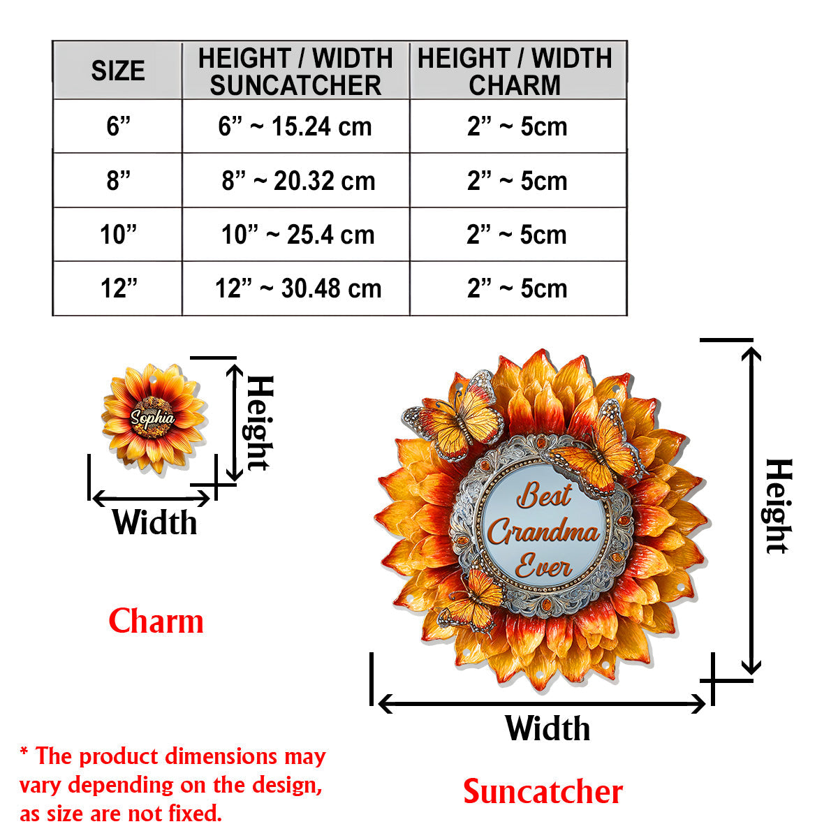 Best Grandma Ever - Personalized Grandma Window Hanging Suncatcher With Charms