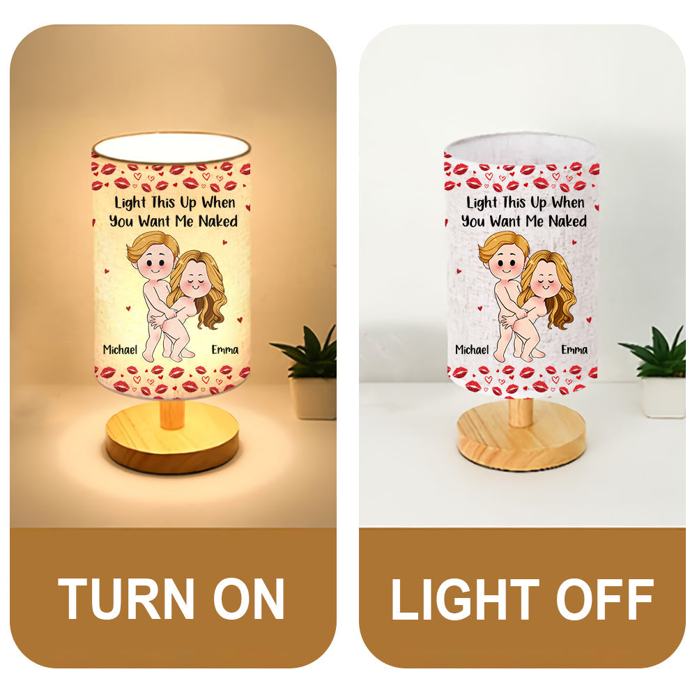 Cadeau drôle et coquin pour mari/femme/petit ami/petite amie... - Lampe de table personnalisée pour couple avec pied en bois