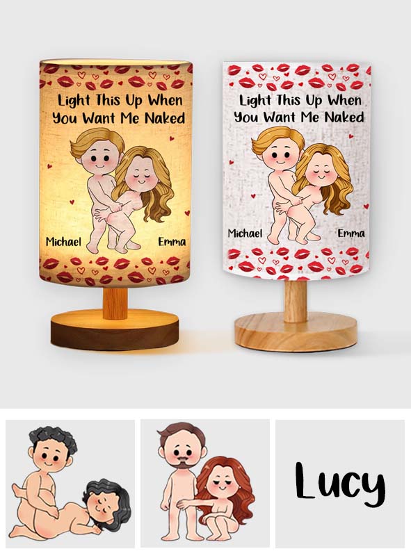Cadeau drôle et coquin pour mari/femme/petit ami/petite amie... - Lampe de table personnalisée pour couple avec pied en bois