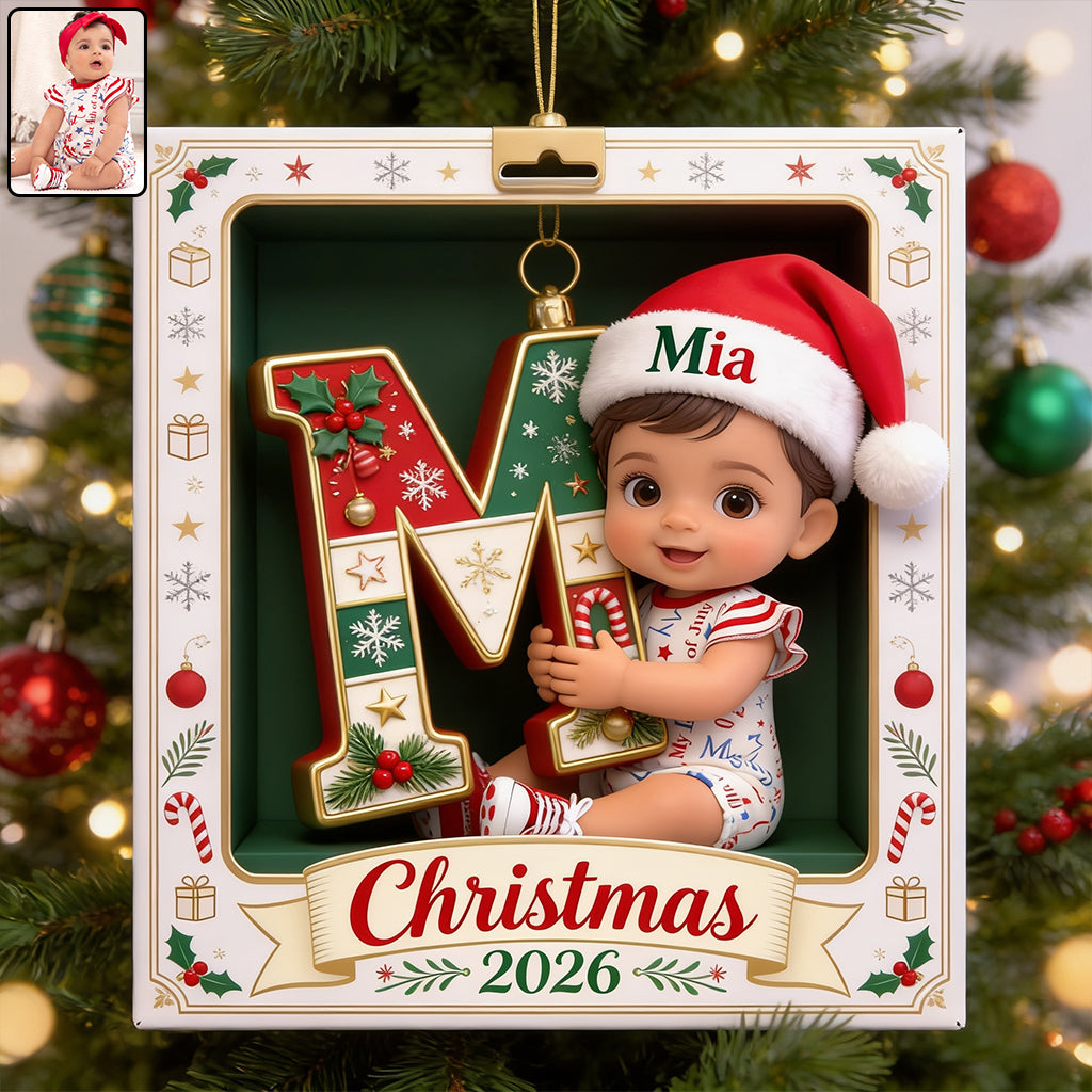 Joyeux Noël - Ornement 3D Premium Personnalisé pour Enfant