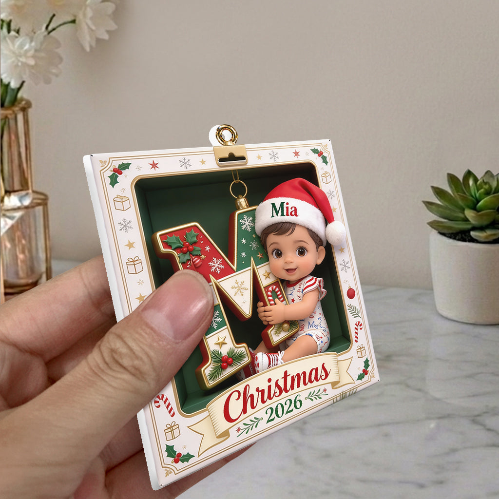 Joyeux Noël - Ornement 3D Premium Personnalisé pour Enfant