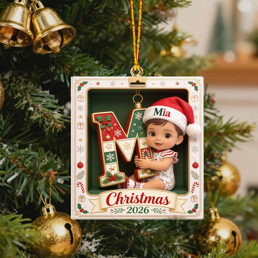 Joyeux Noël - Ornement 3D Premium Personnalisé pour Enfant
