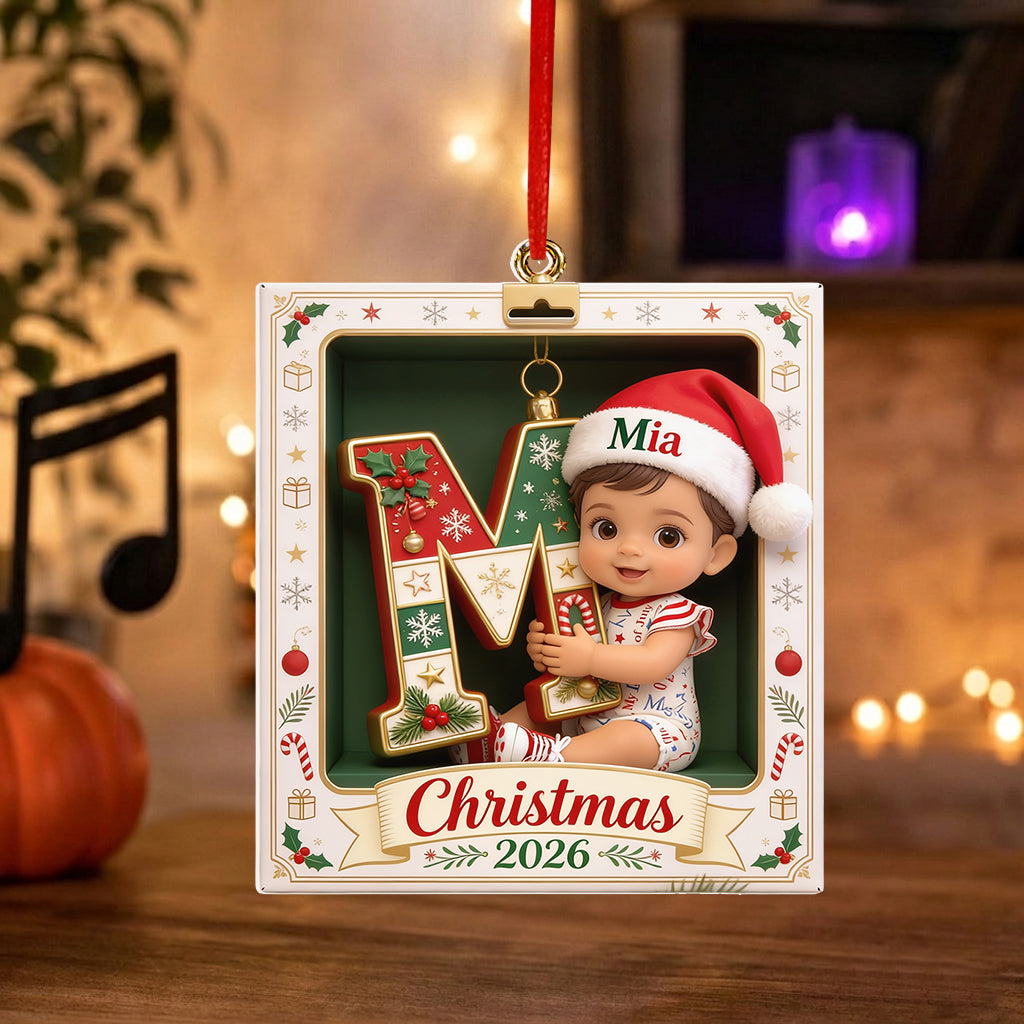 Joyeux Noël - Ornement 3D Premium Personnalisé pour Enfant