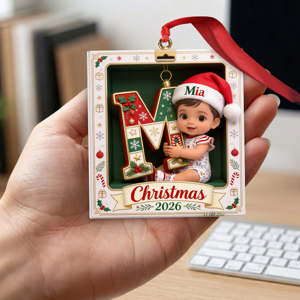 Joyeux Noël - Ornement 3D Premium Personnalisé pour Enfant