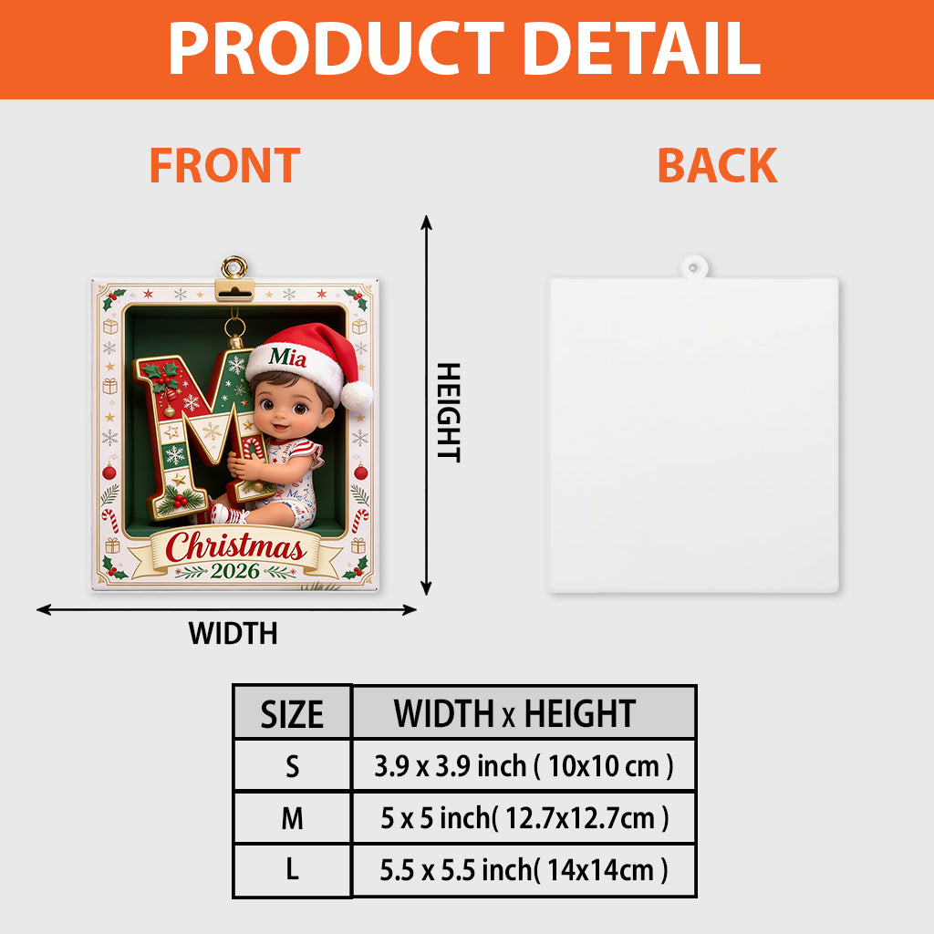 Joyeux Noël - Ornement 3D Premium Personnalisé pour Enfant