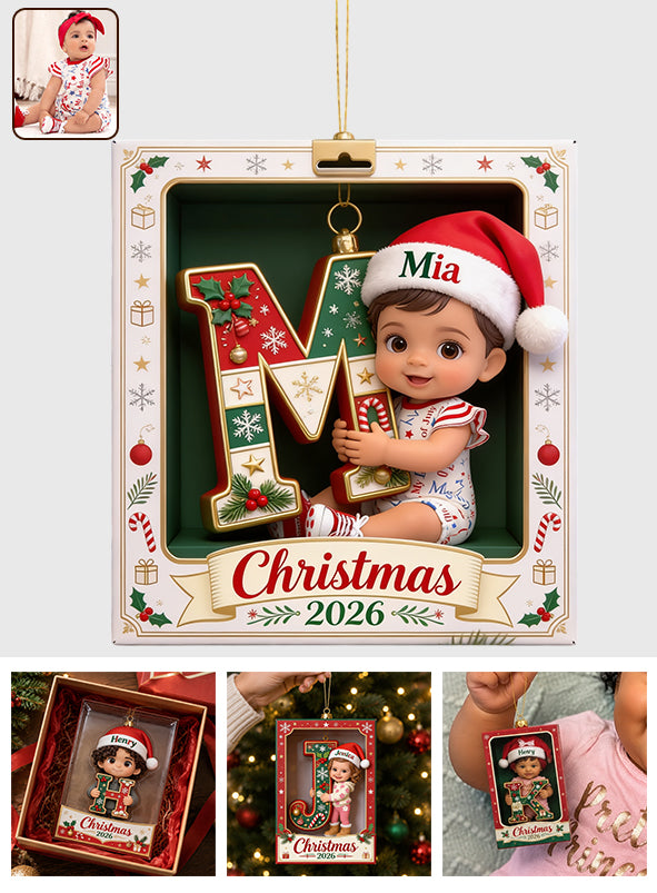 Joyeux Noël - Ornement 3D Premium Personnalisé pour Enfant
