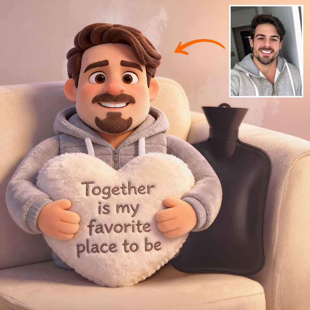 Bouillotte personnalisée pour couple avec photo et couvercle