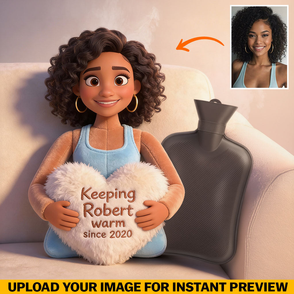 Bouillotte personnalisée pour couple avec photo et couvercle