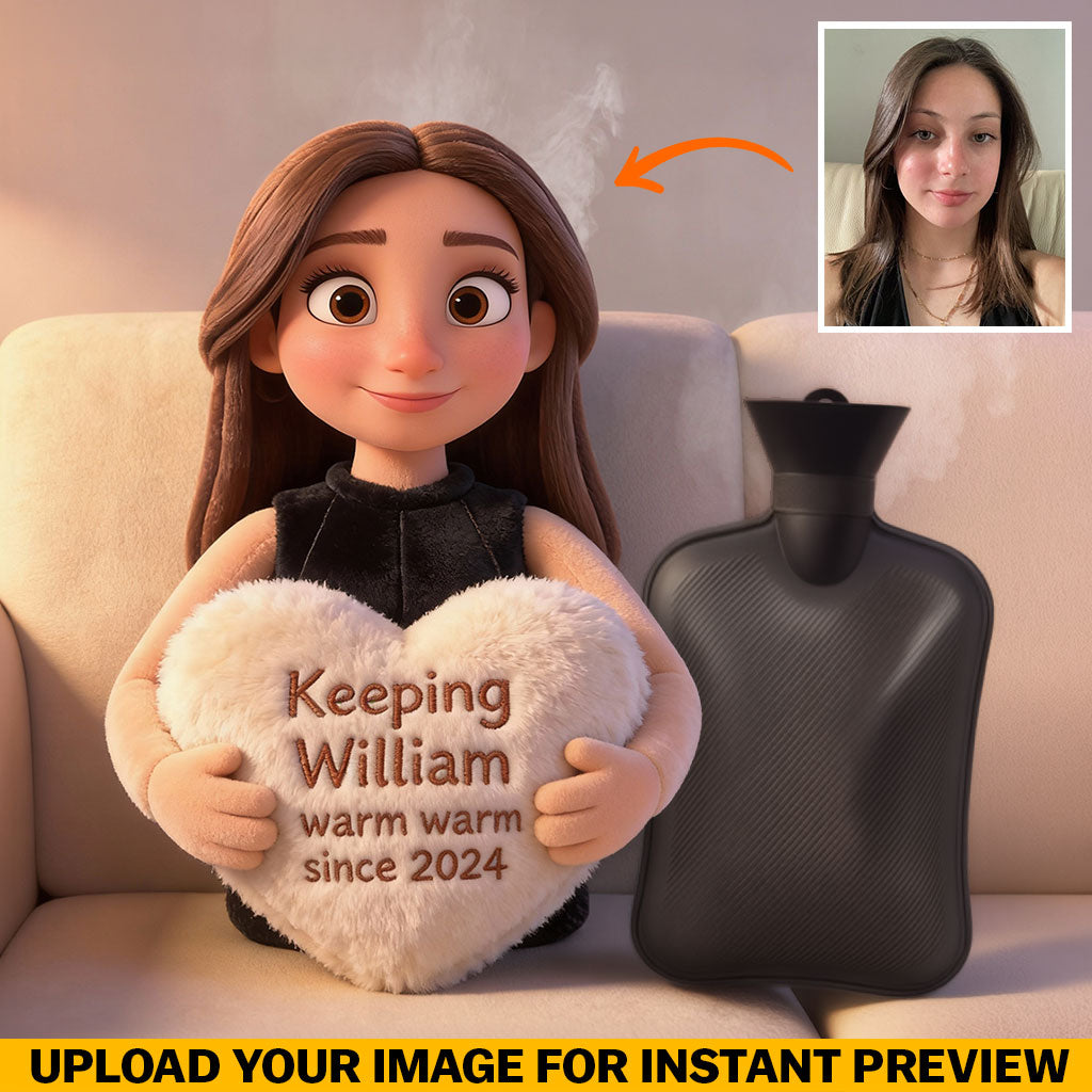 Bouillotte personnalisée pour couple avec photo et couvercle