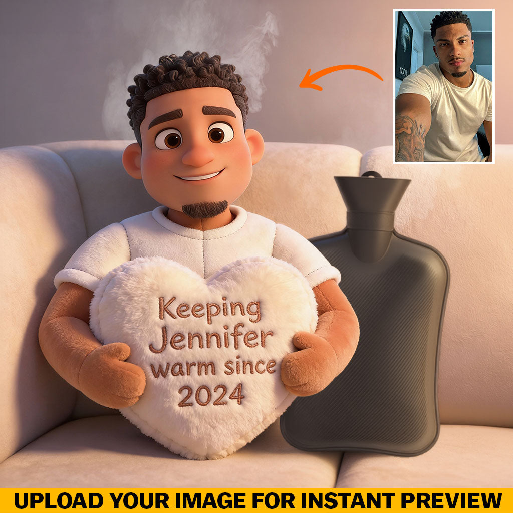 Bouillotte personnalisée pour couple avec photo et couvercle