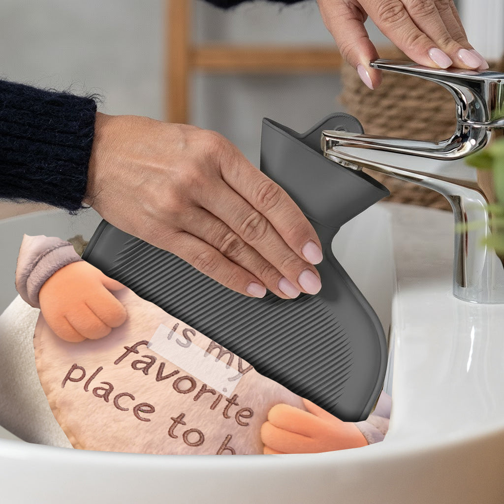 Bouillotte personnalisée pour couple avec photo et couvercle