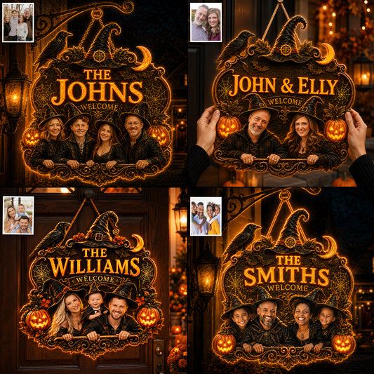 Décor d'Halloween - Panneau en Acrylique LED Personnalisé pour la Famille