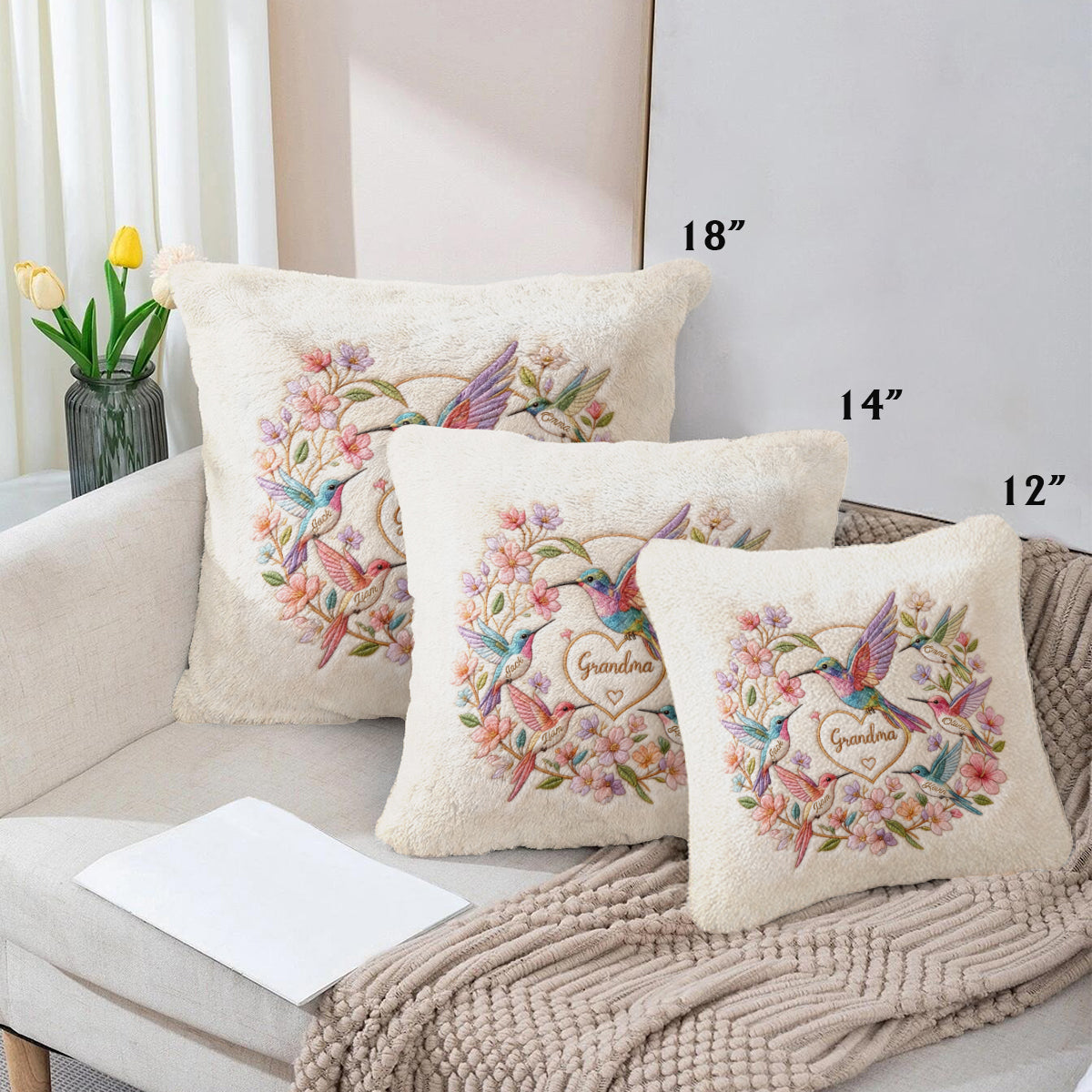 Coussin Carré en Fourrure Synthétique Personnalisé pour Mamie