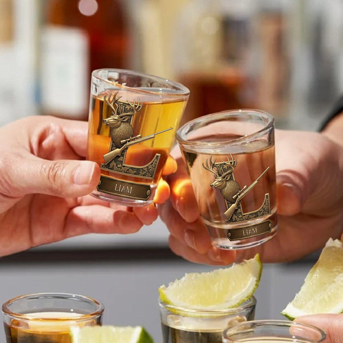 Ensemble de verres à shot personnalisés pour la chasse - Passionné de chasse