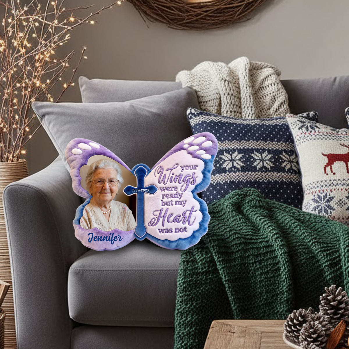 Custom From Any Photo - Personalized Memorial Faux Fur Shaped Pillow
