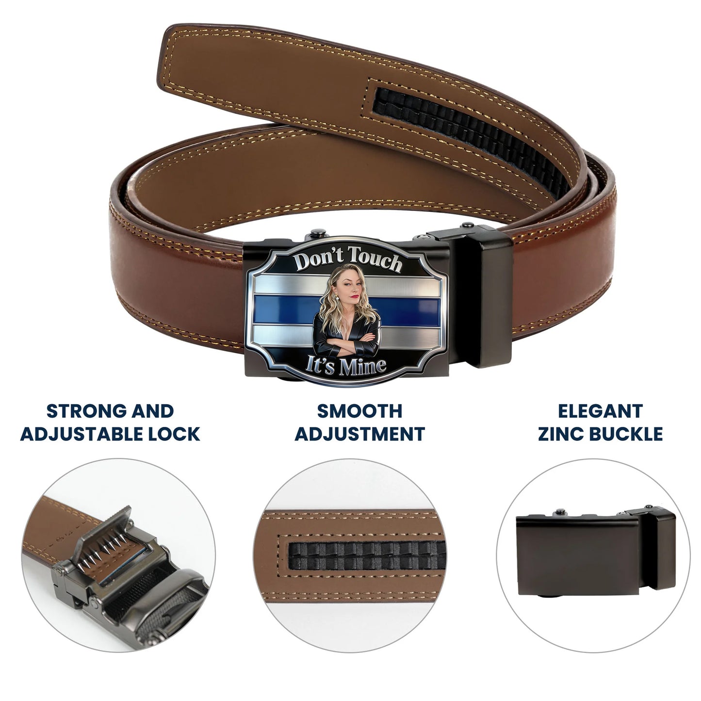 C'est à moi - Ceinture en cuir personnalisée pour couple avec boucle en forme