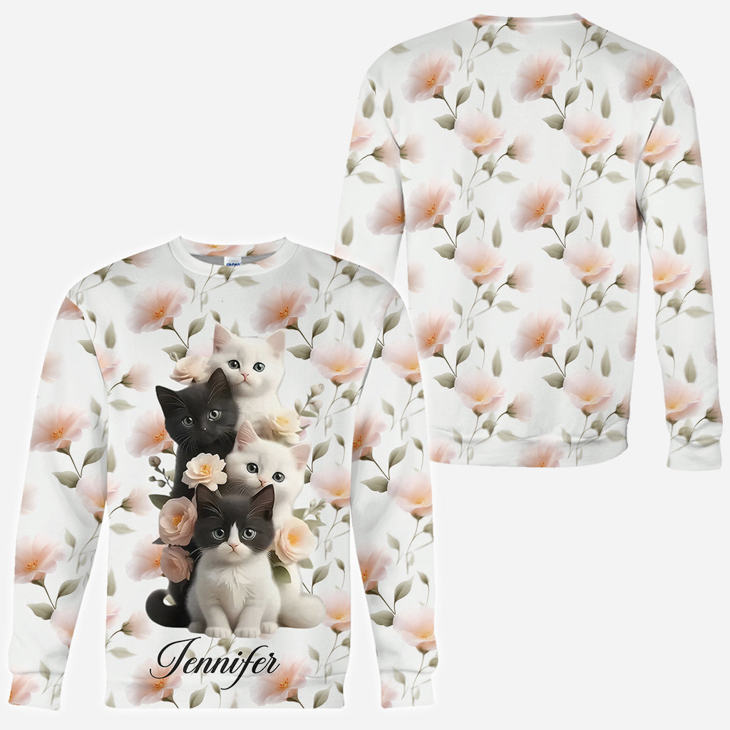 Adorables chatons - T-shirt personnalisé avec motif chat - Motif intégral