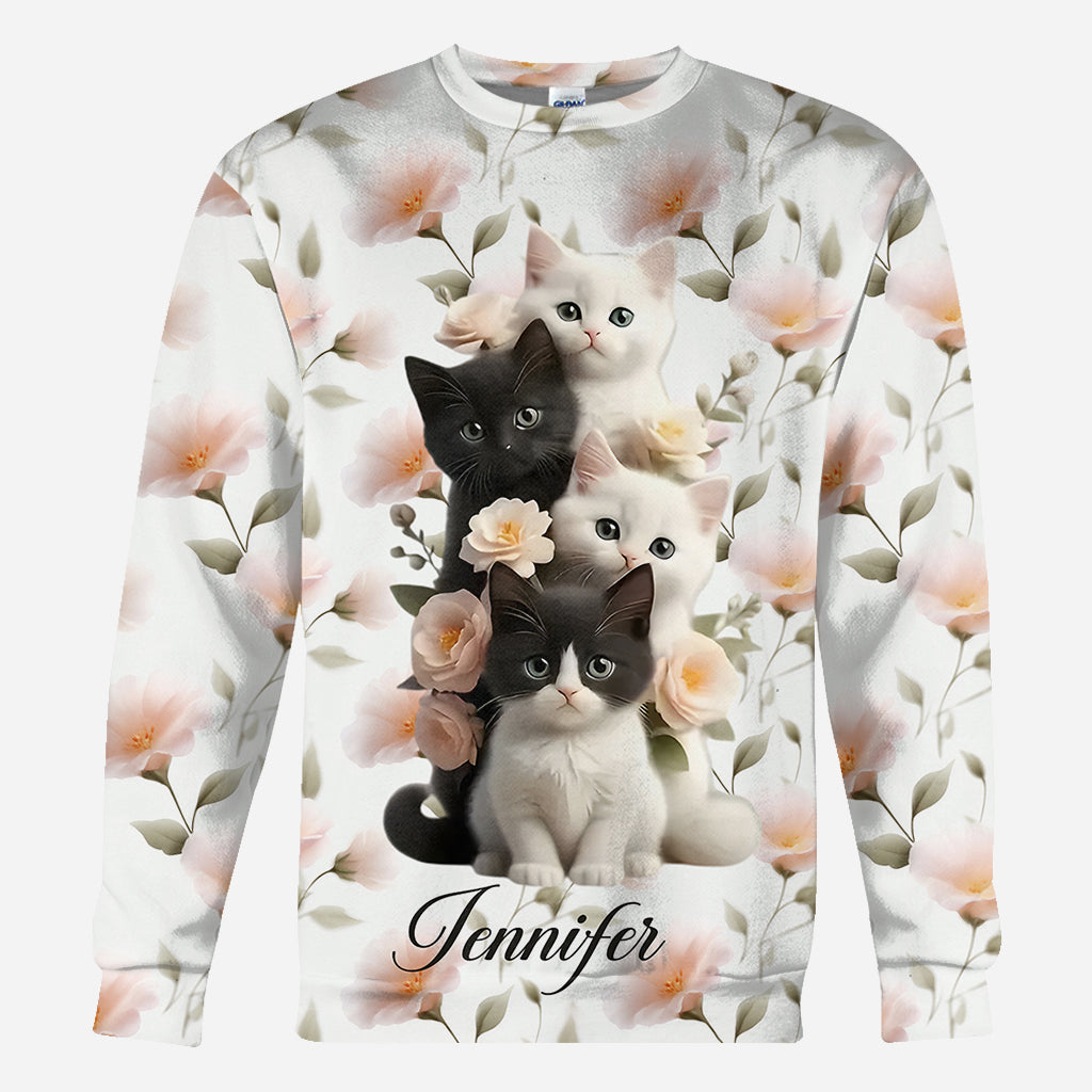 Adorables chatons - T-shirt personnalisé avec motif chat - Motif intégral