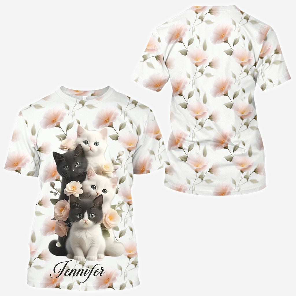 Adorables chatons - T-shirt personnalisé avec motif chat - Motif intégral