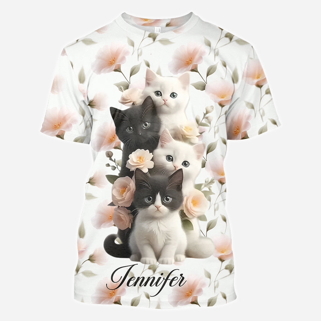 Adorables chatons - T-shirt personnalisé avec motif chat - Motif intégral