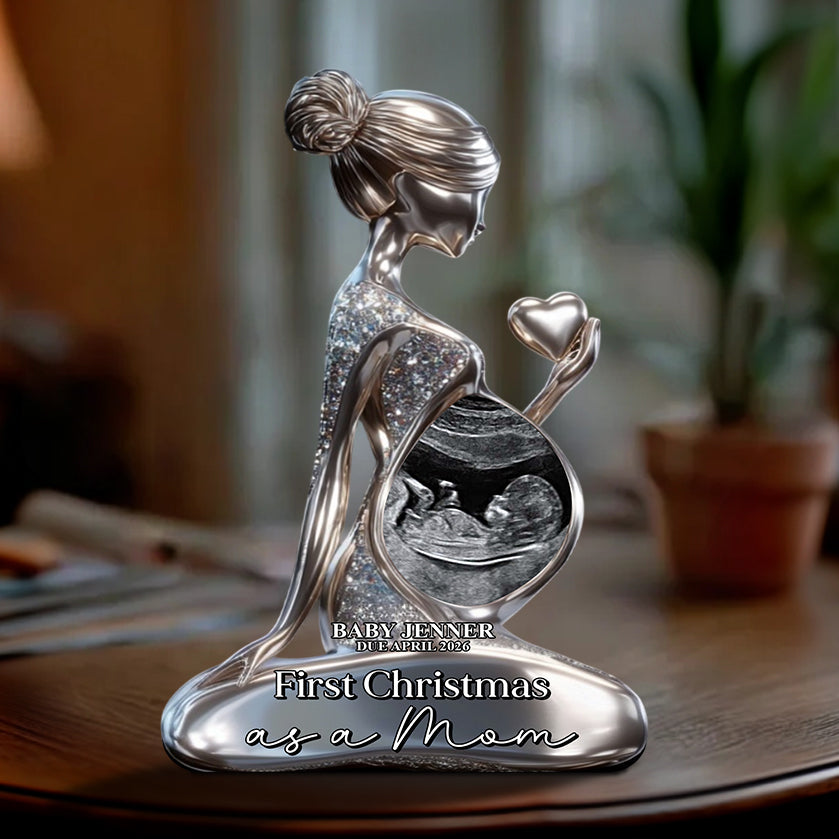 Pregnant Mom Baby Bump's First - Personalized Pregnancy Custom Shaped Acrylic Plaque