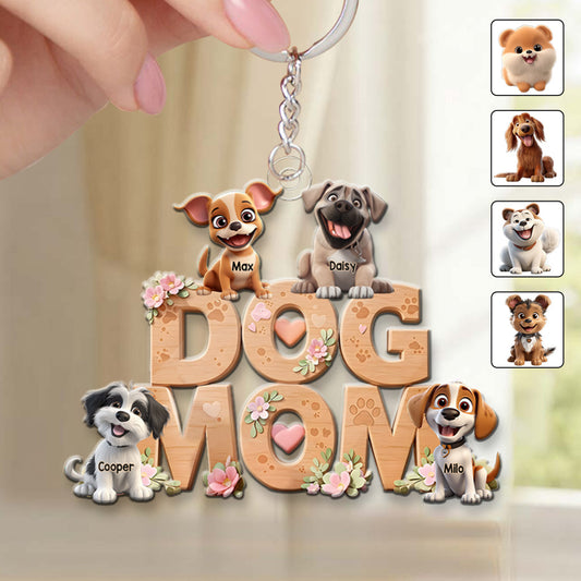 Dog Mom - Personalized Dog Custom Shaped Keychain