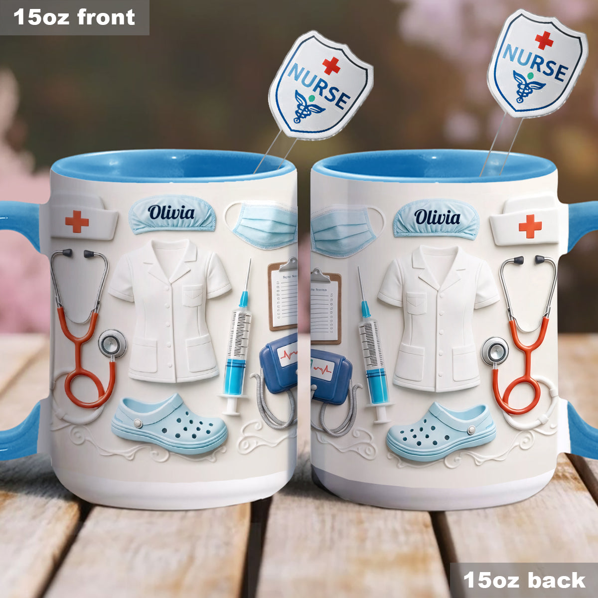Idée cadeau pour infirmière - Coffret cadeau personnalisé pour infirmière : tasse à café avec agitateurs en acrylique