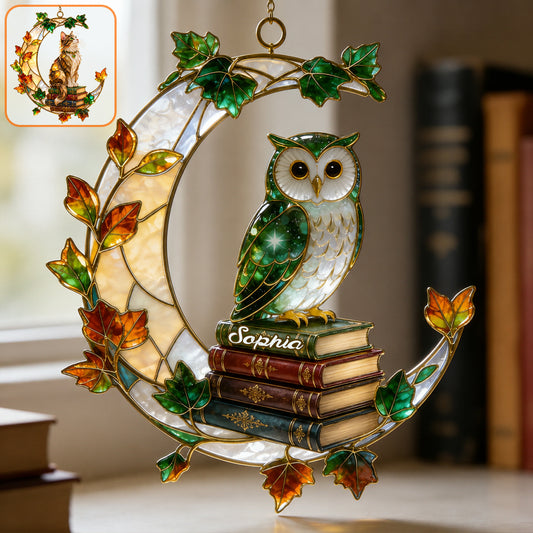 Book Worm - Personalized Book 3D Printed Glass Suncatcher