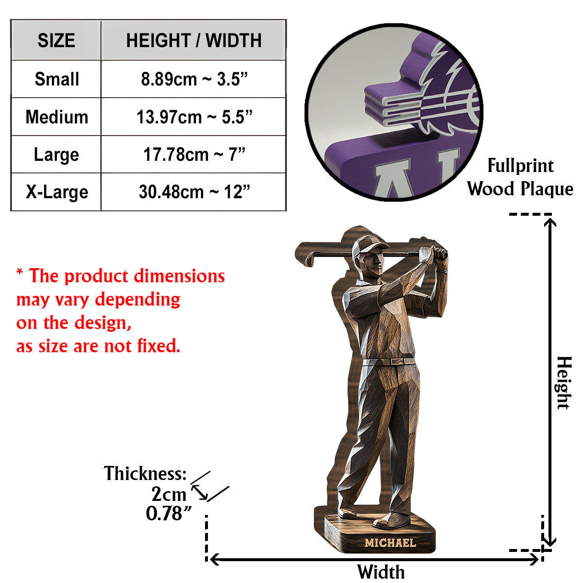 Meilleur golfeur selon le par - Plaque de golf personnalisée en bois sur mesure